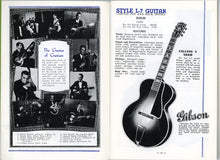 Load image into Gallery viewer, The L5 and L7 guitars are shown in this 1934 Gibson catalog reprint.