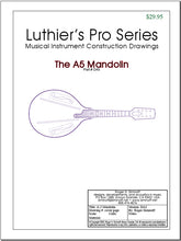 Load image into Gallery viewer, Gibson A5 mandolin drawings (blueprints) for constructing a Lloyd Loar f-hole A-style mandolin with references to Ultimate Bluegrass Mandolin Construction Manual.