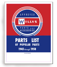 Load image into Gallery viewer, Willys Jeep Parts book 1945 to 1958
