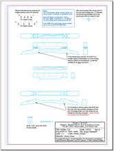 Load image into Gallery viewer, Technical diagram of a mandolin bridge assembly with labeled parts and text instructions.
