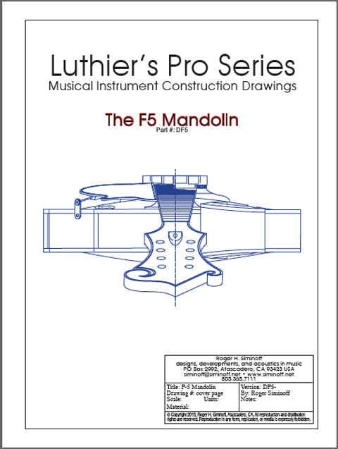 F5 mandolin blueprint drawings (included in Ultimate Bluegrass Mandolin Construction Manual)