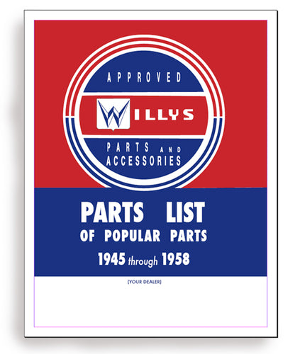 Willys Jeep Parts book 1945 to 1958